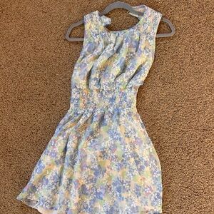 Sabo Skirt Pastel Floral Smocked Mini Dress - Blue, Yellow, Pink